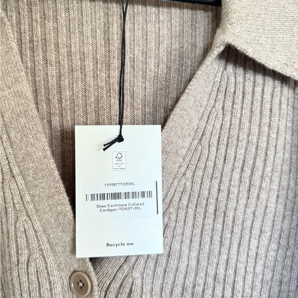Reformation NEW Shea Cashmere Collared Cardigan in Toast - Picture 6 of 8
